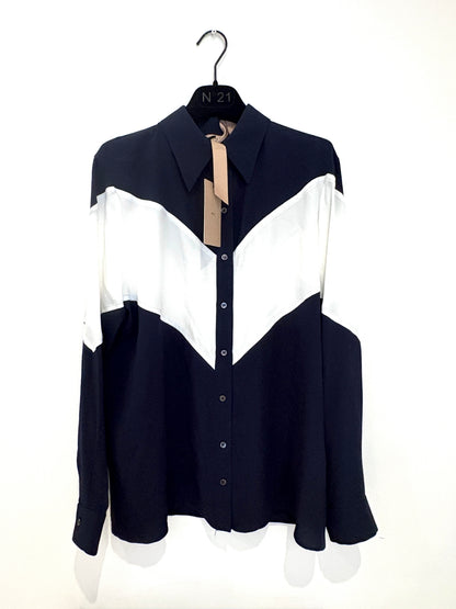 No 21 navy and white silk shirt