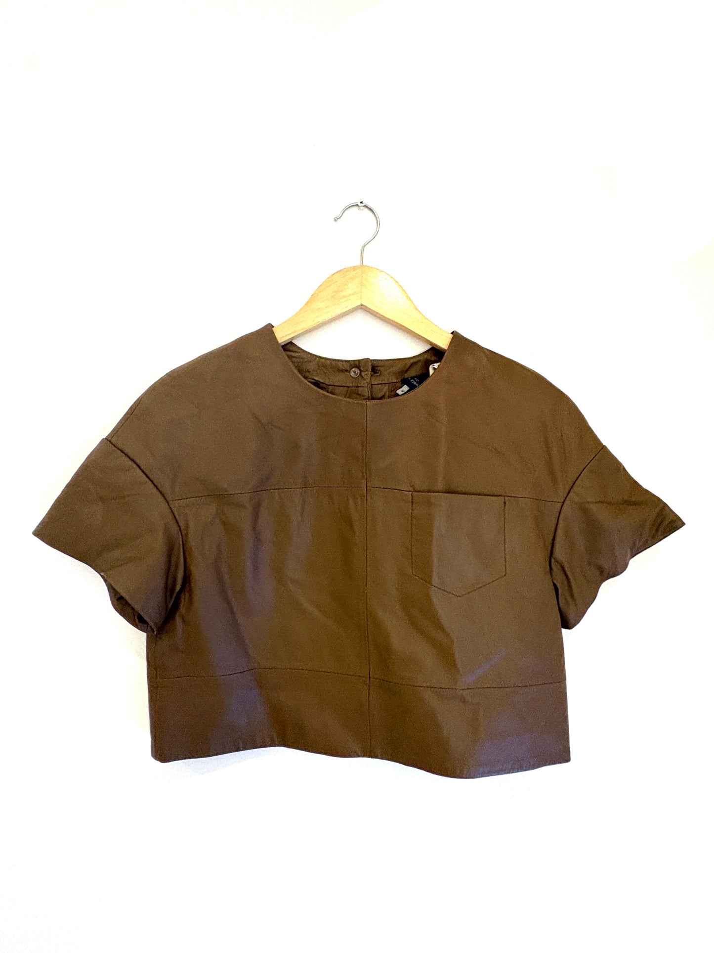 DSQuared2 Brown Leather Crop Top