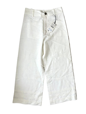 New With Tags Zara Paisley Linen Blend Trousers S