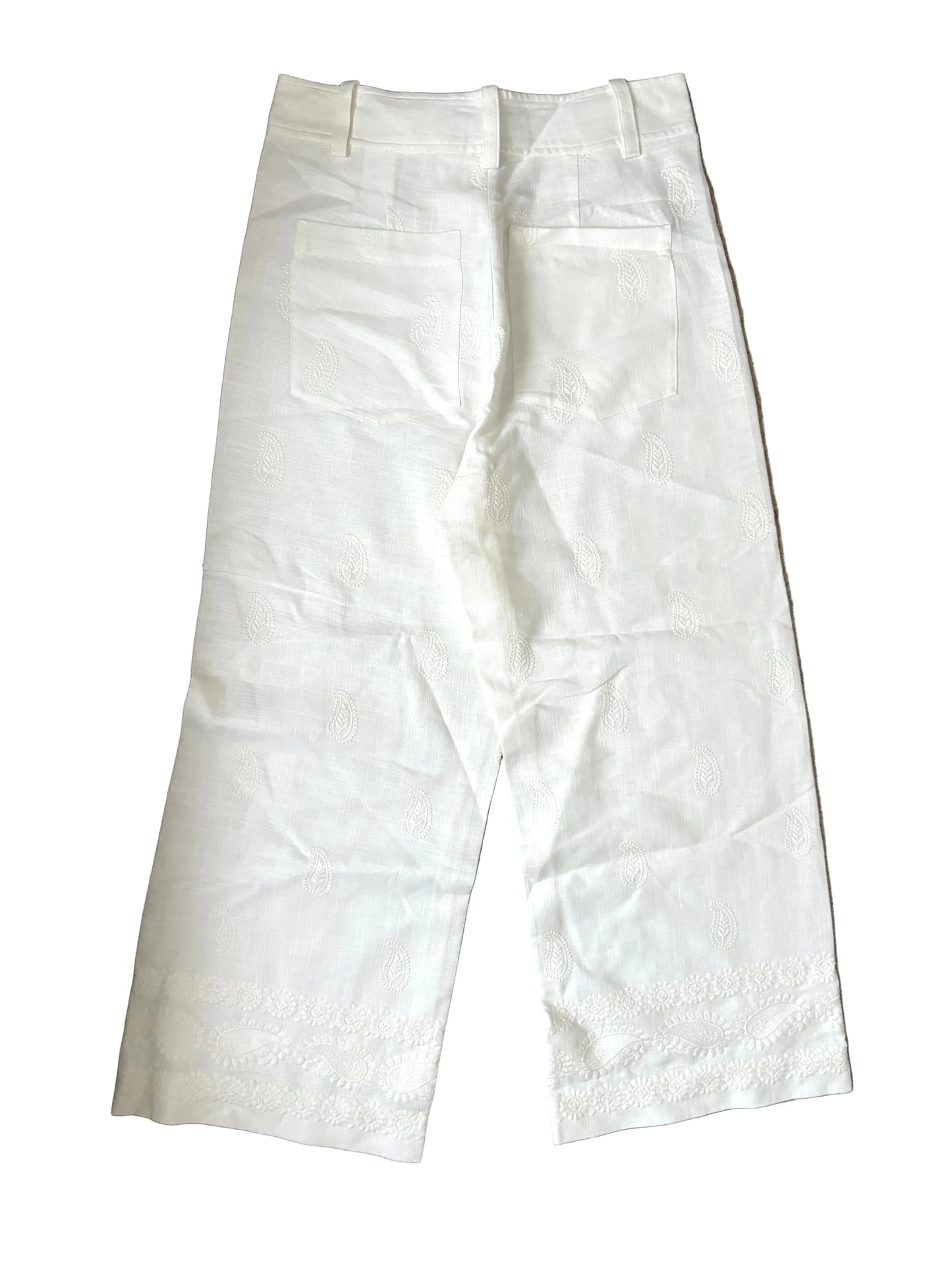 New With Tags Zara Paisley Linen Blend Trousers S