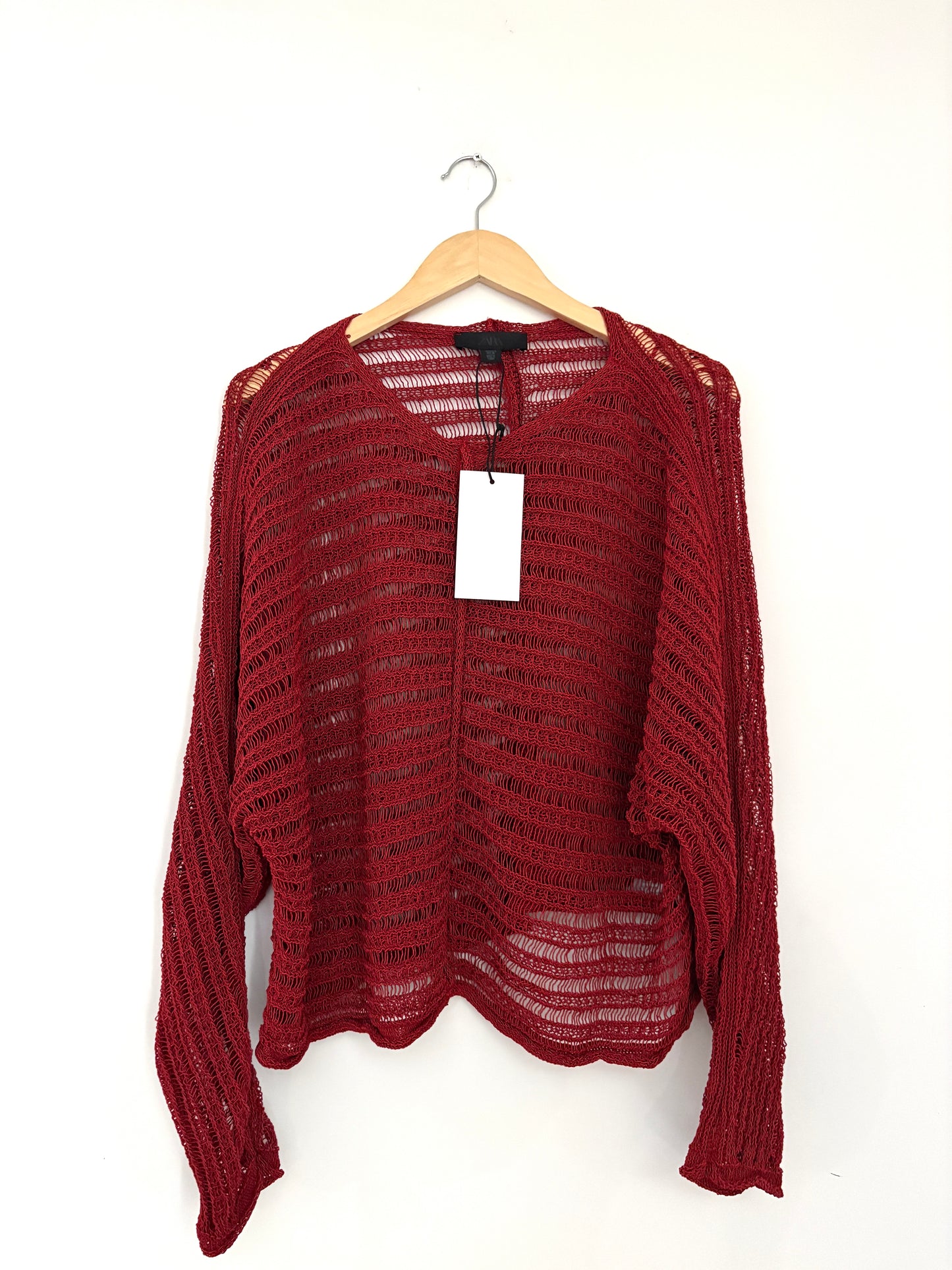 Zara burgundy knit pointelle oversized knit