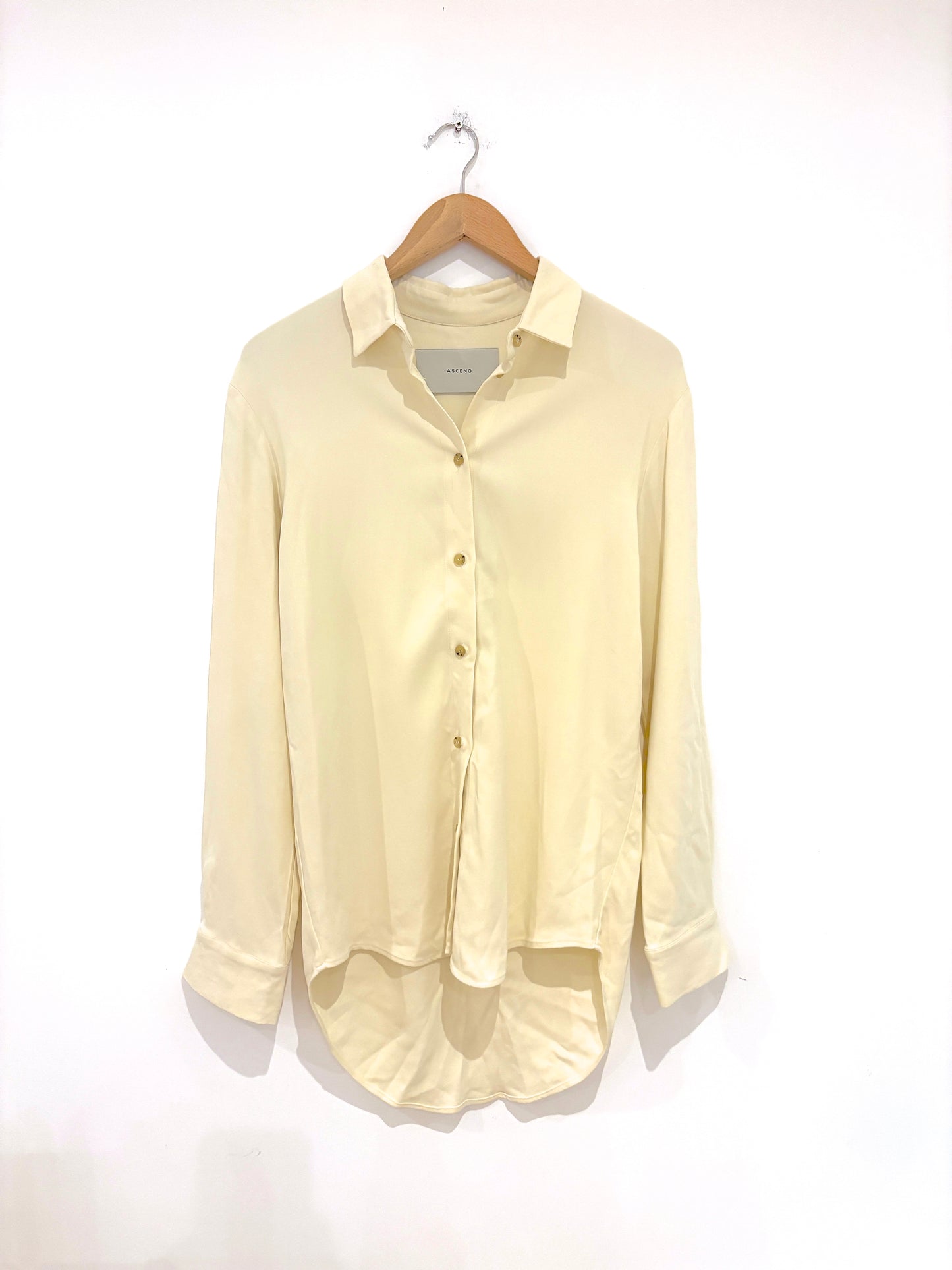 Asceno  cream silk  shirt