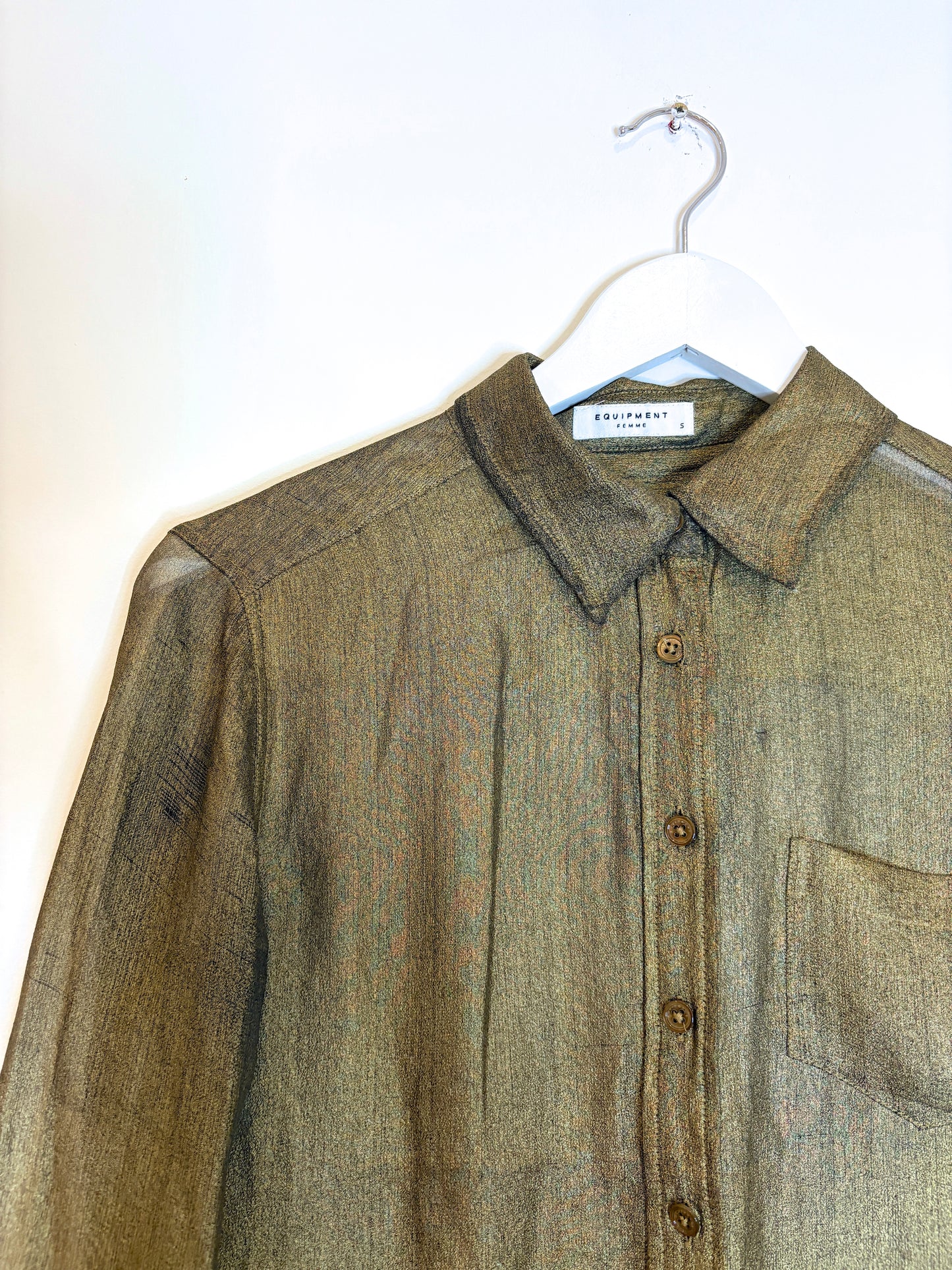 Equipment Gold Metallic Silk Shirt S