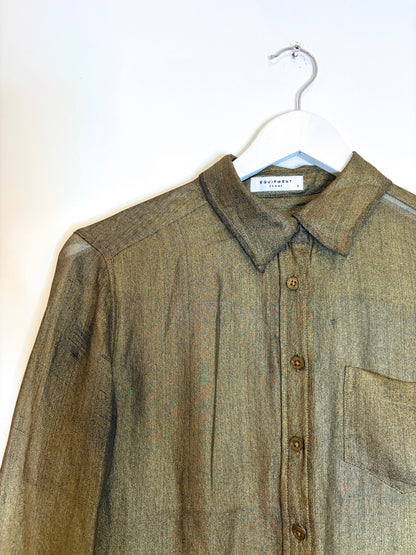 Equipment Gold Metallic Silk Shirt S