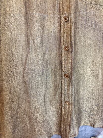 Equipment Gold Metallic Silk Shirt S