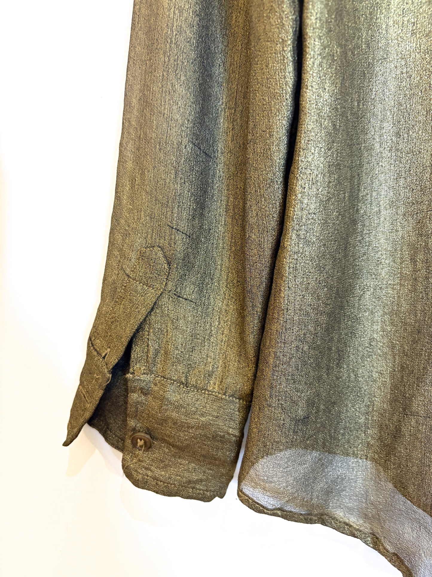 Equipment Gold Metallic Silk Shirt S