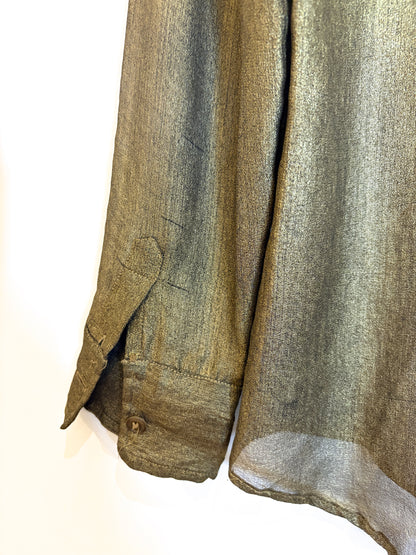 Equipment Gold Metallic Silk Shirt S