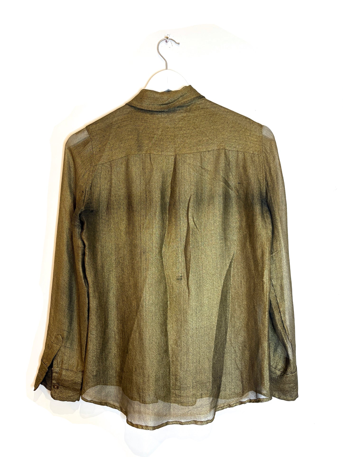 Equipment Gold Metallic Silk Shirt S