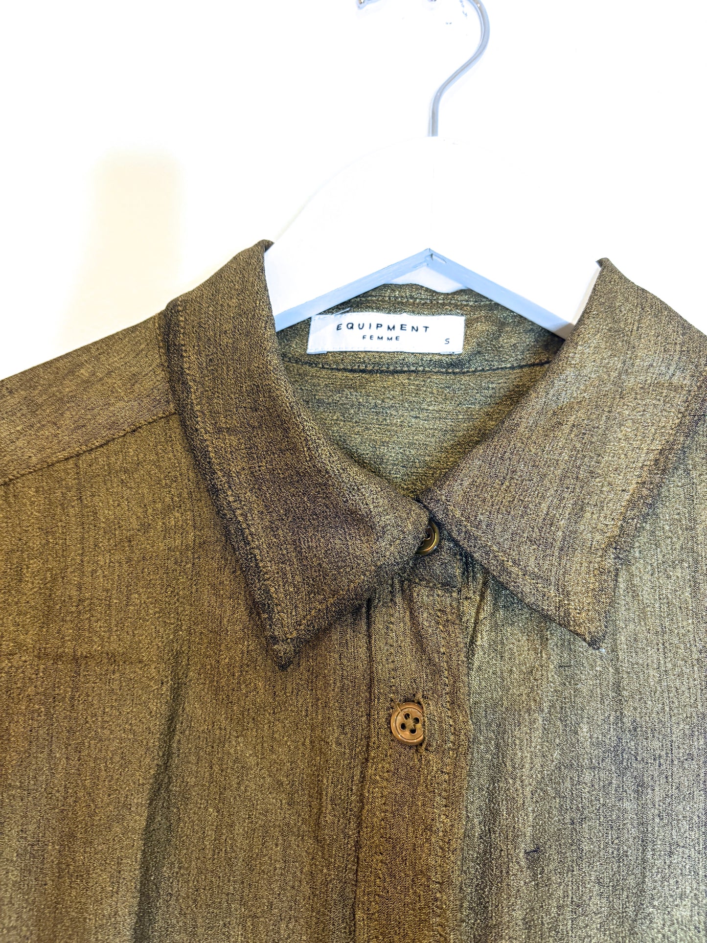 Equipment Gold Metallic Silk Shirt S