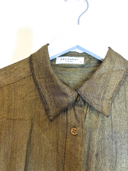 Equipment Gold Metallic Silk Shirt S
