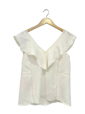 Sézane White Ruffle Blouse UK 6