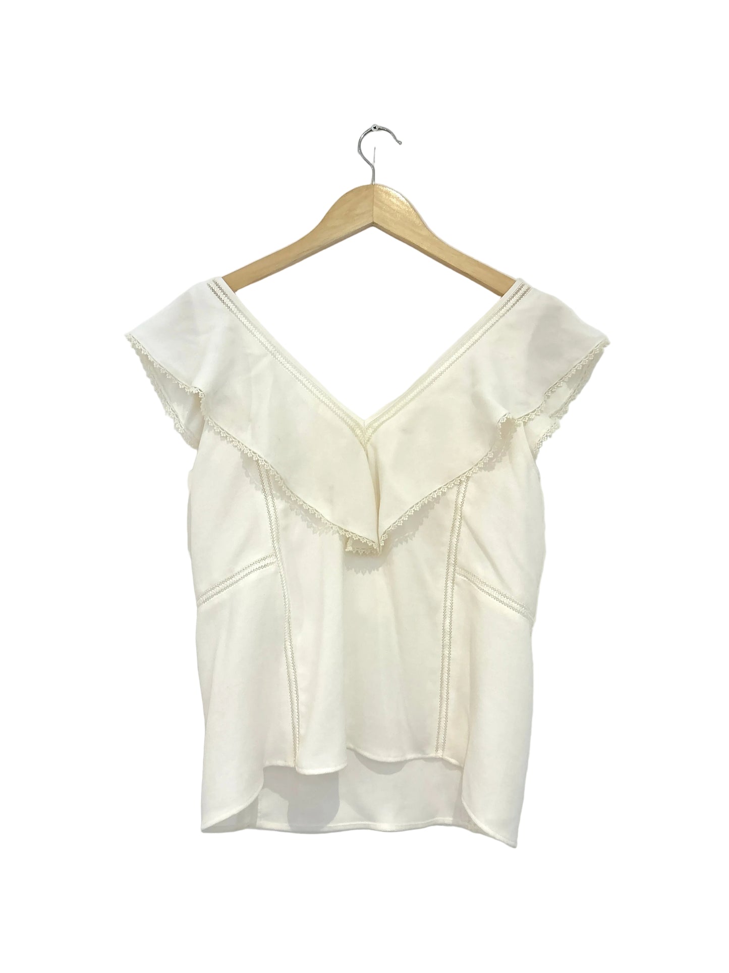 Sézane White Ruffle Blouse UK 6