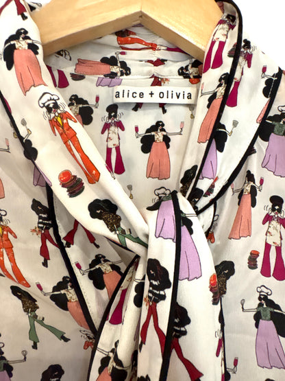 Alice+Olivia Jannie Bow Collar Blouse XS