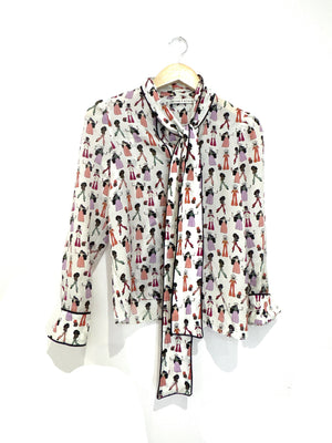 Alice+Olivia Jannie Bow Collar Blouse XS