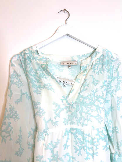 Heidi Klein Turquoise Silk Print Dress XS