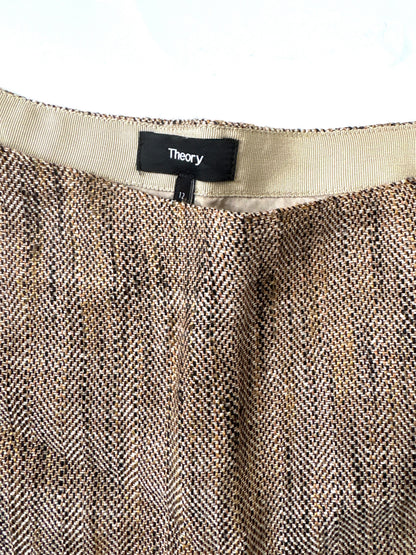 Theory Linen Blend Midi Skirt UK 14