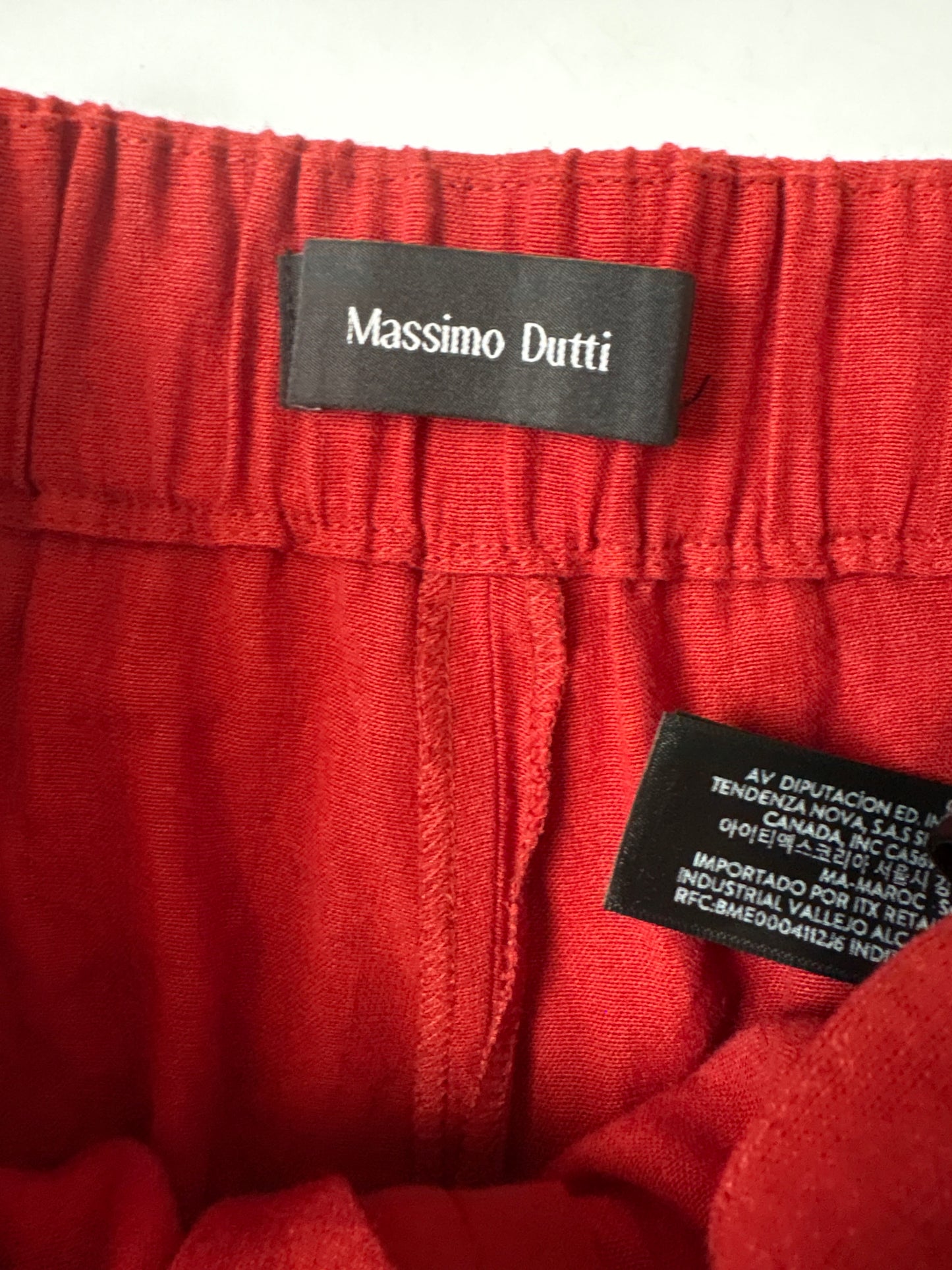 Massimo Dutti Red Linen Blend Trousers UK 8