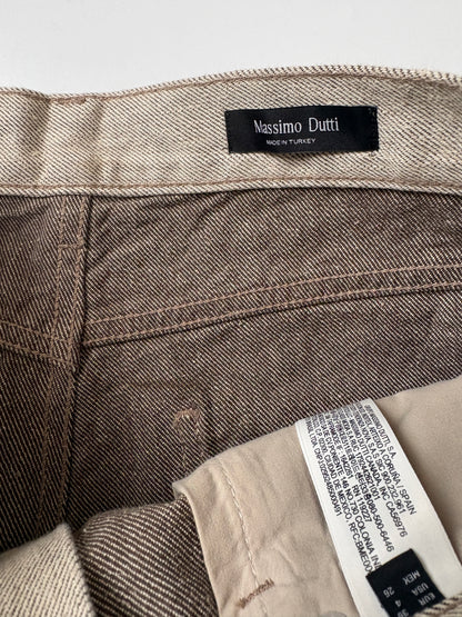 Massimo Dutti Light Grey Wide Leg Hemp Jeans UK 8