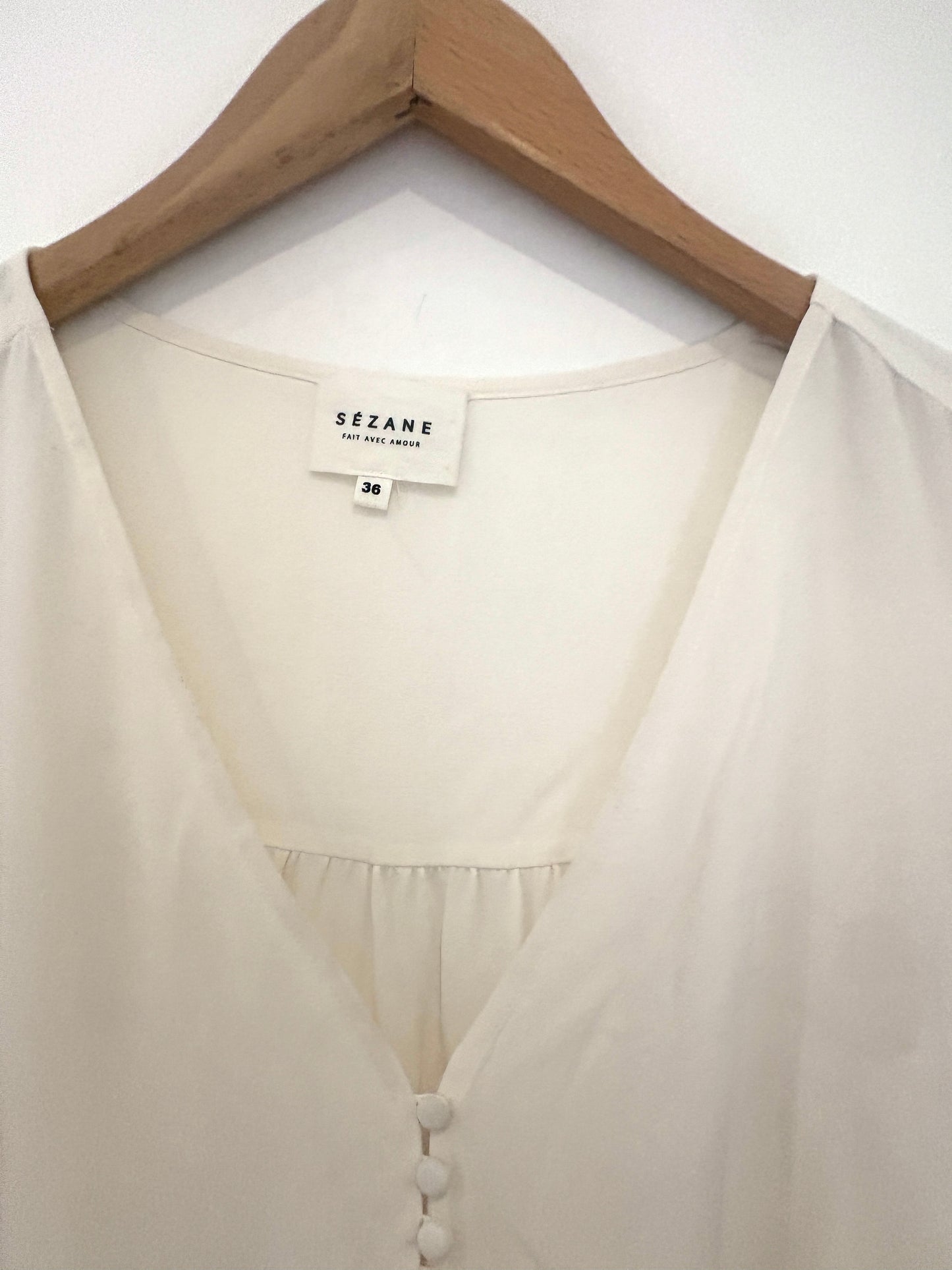 Sézane Silk White Shirt UK 8