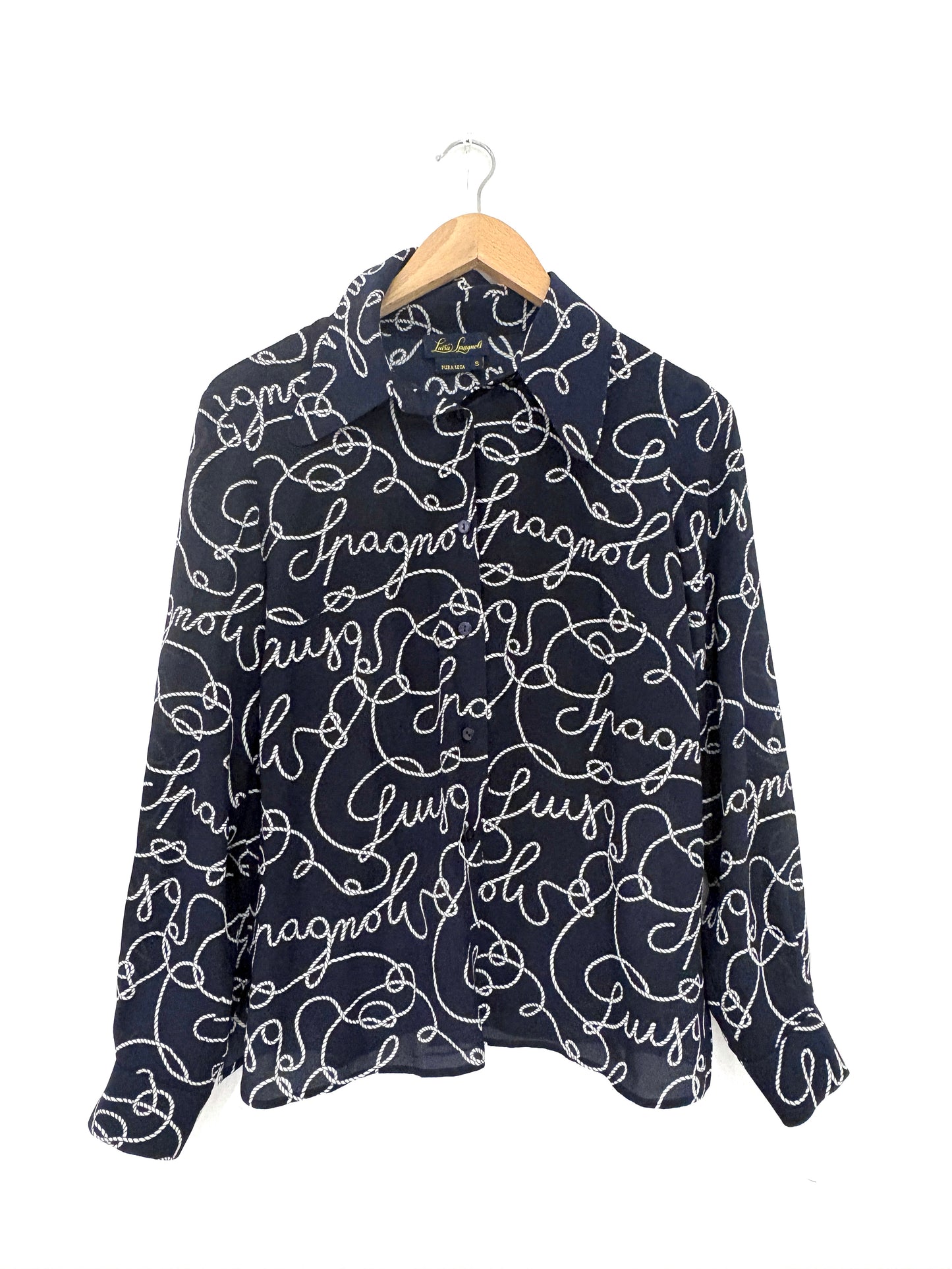 Luisa Spagnoli Dark Navy Silk Logo Shirt