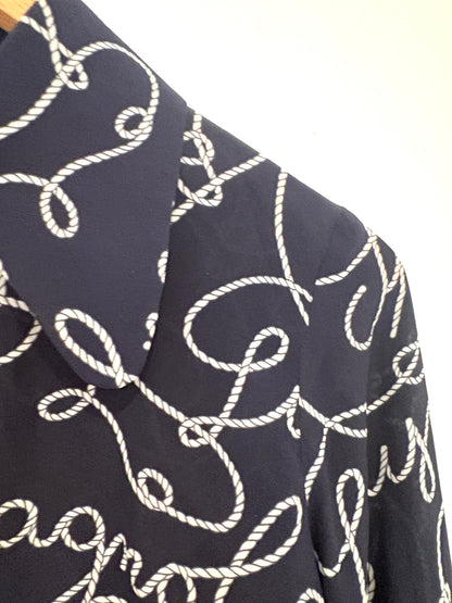 Luisa Spagnoli Dark Navy Silk Logo Shirt S