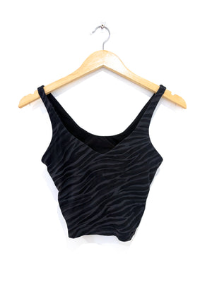 Lululemon Black Zebra Print Cropped Sports Top UK 10