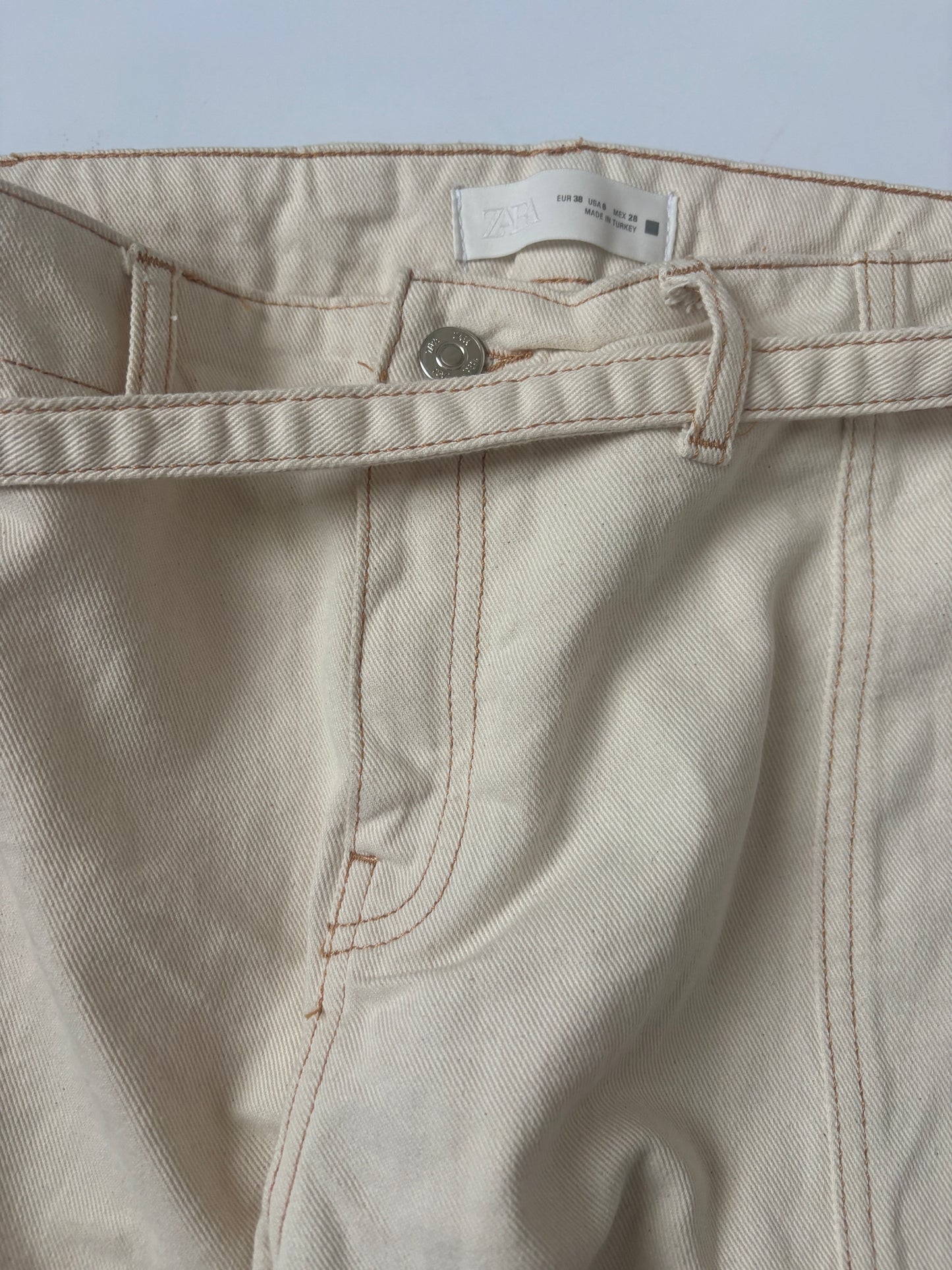 Zara Cream Twill Jeans UK 10