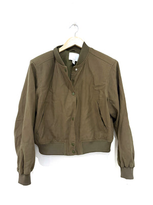 H&M Linen Khaki Bomber Jacket M