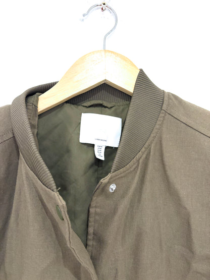 H&M Linen Khaki Bomber Jacket M