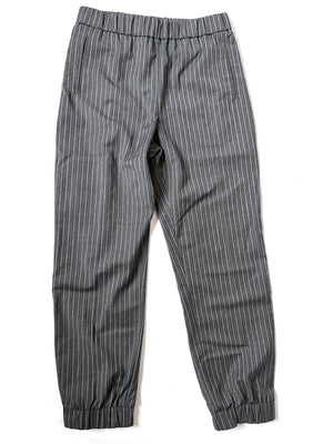 Ganni Pinstripe Grey Elasticated-waist Trousers UK 10