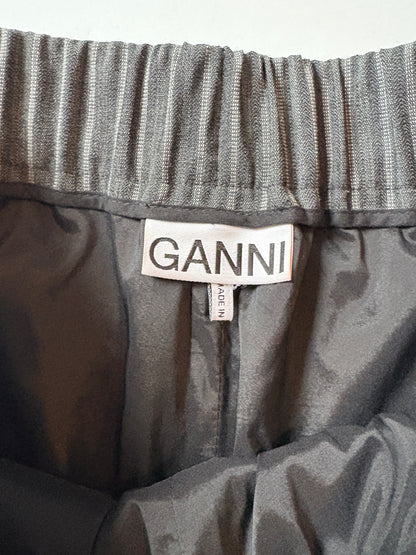 Ganni Pinstripe Grey Elasticated-waist Trousers UK 10