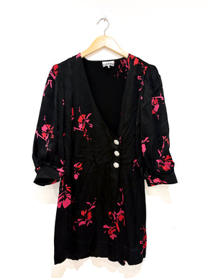 Ganni Floral Puff Sleeved Dress UK 10