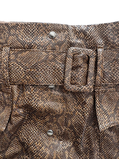 New With Tags Nanushka Brown Snake Vegan Leather Aarohi Skirt L