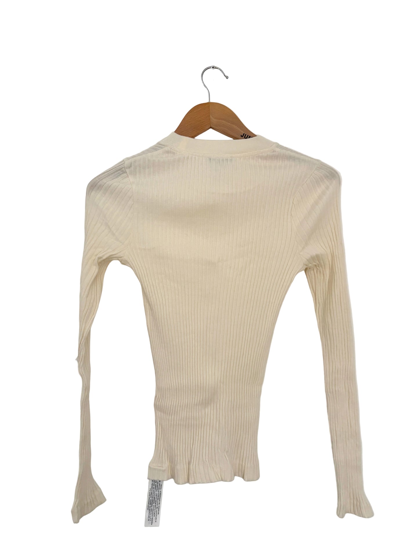 Massimo Dutti Cream Cotton Ribbed Top S