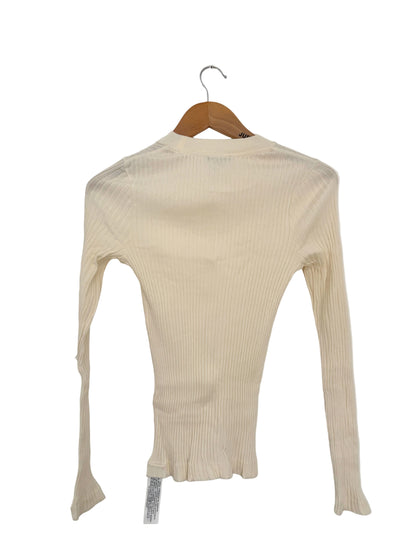 Massimo Dutti Cream Cotton Ribbed Top S