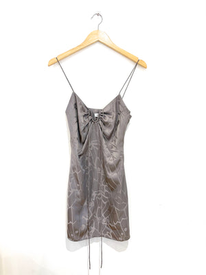 Anine Bing Papillon Silk Silver Mini Dress S