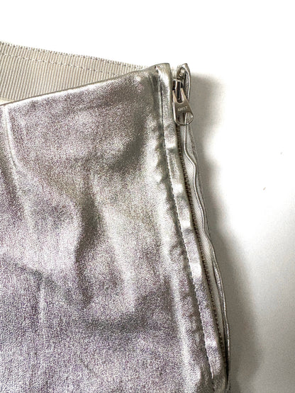 Arket Silver Leather Flare Trousers UK 6