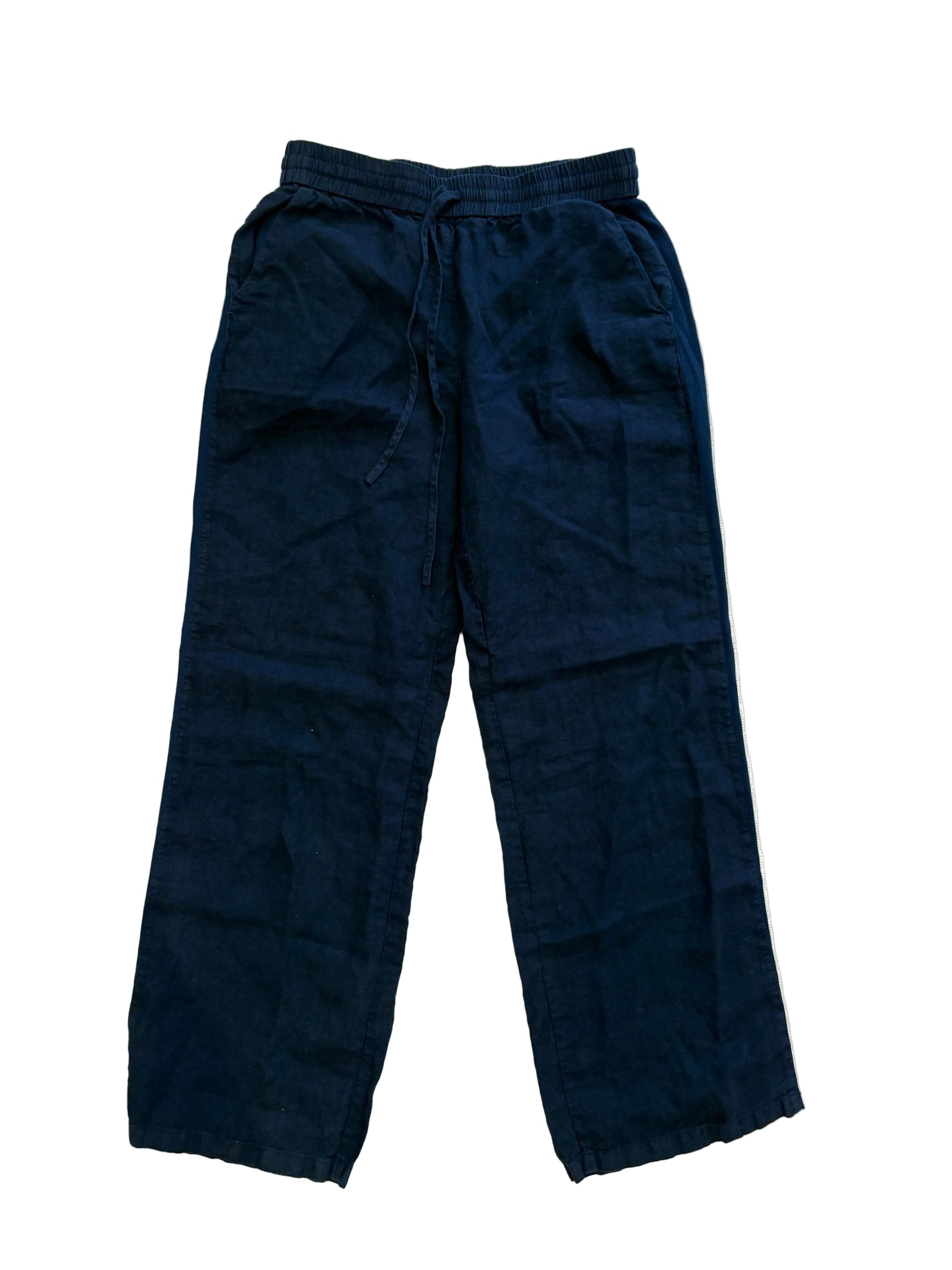 White label white company navy linen trousers