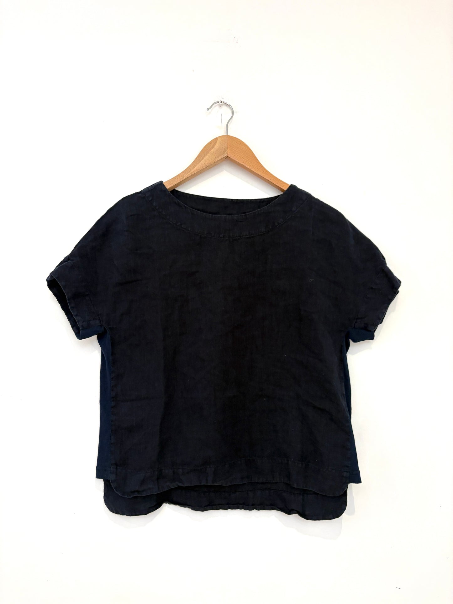 White Company Navy Linen Tee UK 6