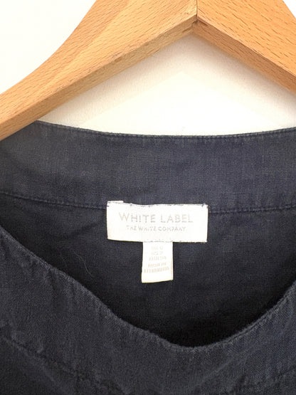 White Company Navy Linen Tee UK 6