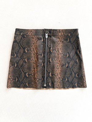 All Saints Leather Snake Print Mini Skirt UK 12