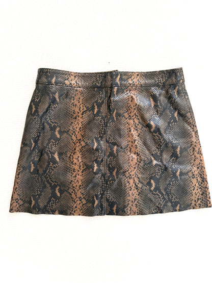 All Saints Leather Snake Print Mini Skirt UK 12