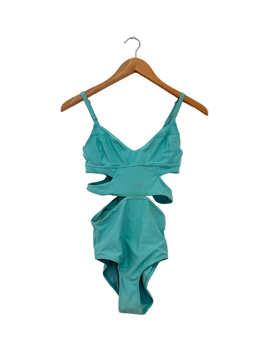 adidas by stella mcartney turquoise cut out swimsuit