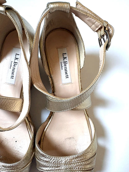 LK Bennett Gold Wedges UK 5