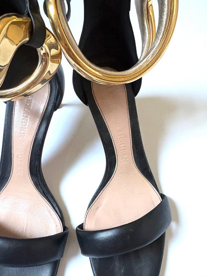 Alexander Mcqueen Leather Metal Ankle Straps UK 4