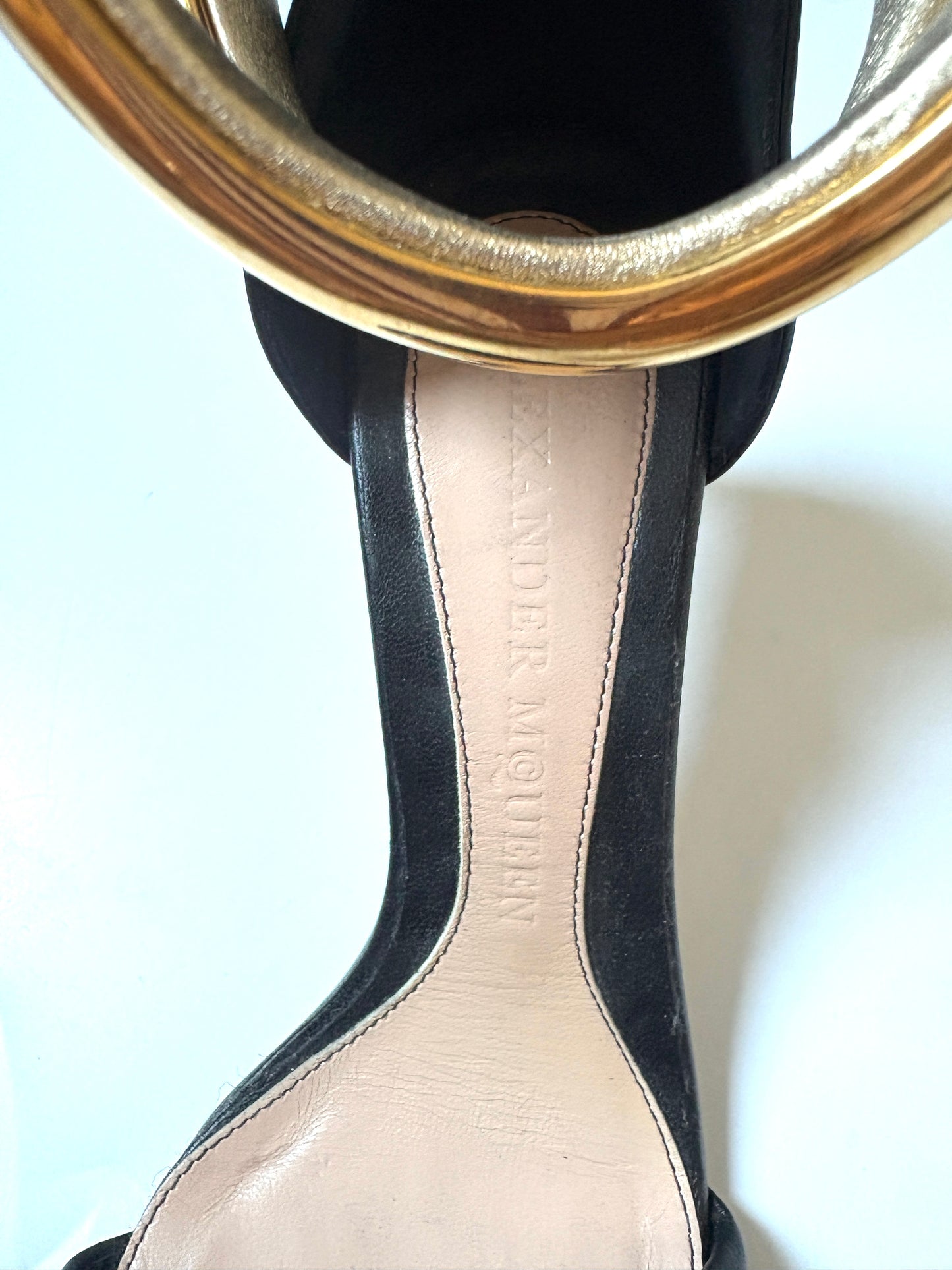 Alexander Mcqueen Leather Metal Ankle Straps UK 4