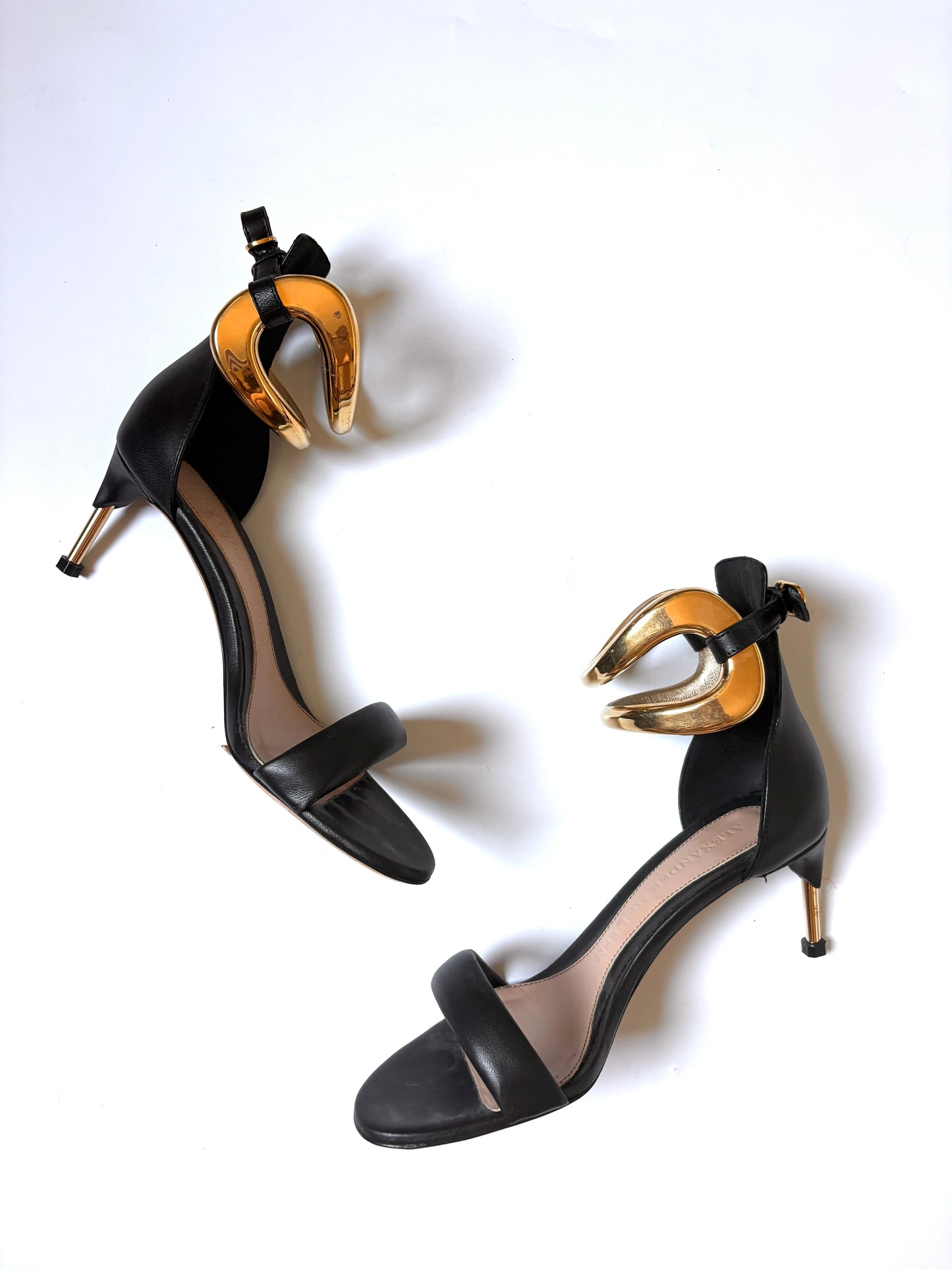 Alexander Mcqueen Leather Metal Ankle Straps UK 4