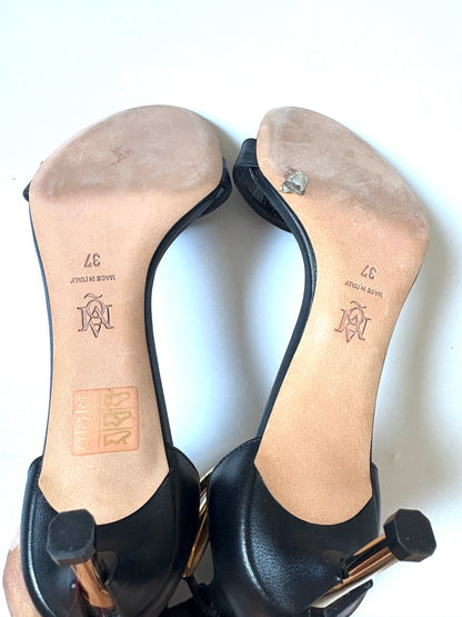 Alexander Mcqueen Leather Metal Ankle Straps UK 4