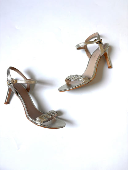 Stuart Weitzman Gold Twist Sandals UK 5