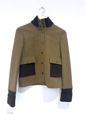 Miu Miu 1999 Vintage Khaki Bomber Jacket UK 8